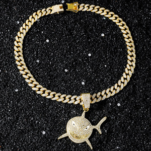 สร้อยคอจี้รูปฉลามชุบทอง/เงิน สไตล์ฮิปฮอปสุดเท่ ดีไซน์เฉพาะตัว สร้อยคอผู้ชายสุดสร้างสรรค์ เครื่องประดับแฟชั่น - Product Image 6