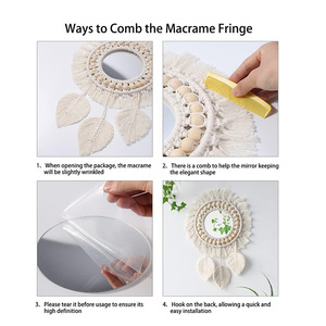 <span class=keywords><strong>Espejo</strong></span> Decorativo Acrílico Hecho a Mano <span class=keywords><strong>con</strong></span> Macramé <span class=keywords><strong>para</strong></span> <span class=keywords><strong>Colgar</strong></span> en la Pared, <span class=keywords><strong>para</strong></span> Apartamento, Sala de Estar, Dormitorio, Cuarto de Bebé, Decoración del Hogar - Product Image 6