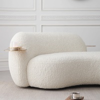Sofá Zayshine de Estilo Francés Retro, Tapizado en Crema Sherpa, Curvo, para Sala de Estar, Sofá de 2 Plazas con Forma Especial, Sofá de Diseño para Apartamento o Tienda de Ropa