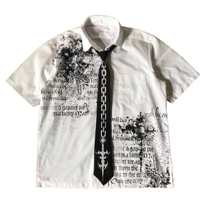 Y2K White Summer Eco-Friendly Retro Harajuku Men's <b>Skull</b> Holy Writ Letter Printed Short Sleeve T-Shirt Fashion Gothic <b>Tops</b> - Product Image 1