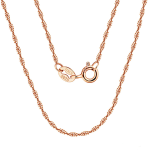 レディース925シルバーネックレスウォーターウェーブチェーンジュエリーシンプルシルバーゴールドローズシンガポールチェーン925シルバーチェーン - Product Image 1