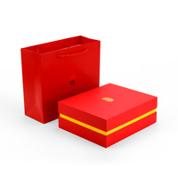 Coffret Cadeau Luxe Bouteille de Vin Rouge avec Couvercle Rabattable Magnétique, Boîte Biodégradable, Ouvre-Bouteille, Éponge EVA, Gaufrage, Lamination Mate