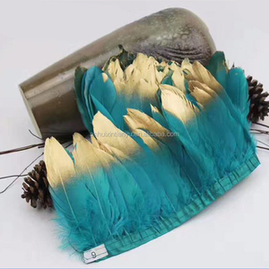 Venta al por mayor de fábrica: Plumas de ganso Xin Tian teñidas con puntas doradas, accesorios de ropa multicolor, certificado veterinario, China - Product Image 4