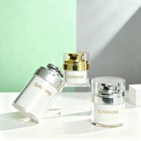 Envase de Crema Facial de Lujo Dorado con Bomba Sin Aire, Tapa de Rosca de Plástico Acrílico de Doble Capa, 30ml 50ml, Envase Cosmético