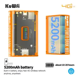 KuWFiルーター4gロック解除5200mahパワーバンク4g lteポータブルwifiルーター10ユーザーモデム4g lte SIMカード