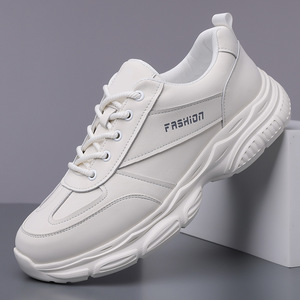 Zapatos Deportivos Casuales para Hombre, de Cuero Blanco, Antideslizantes, Ligeros, con Tacón Bajo, Entresuela de EVA y Suela de Goma, Estilo para Caminar - Product Image 1