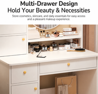 Coiffeuse professionnelle moderne avec miroir éclairé, meuble de rangement en bois, grande commode de rangement pour chambre à coucher, ensemble de coiffeuse haut de gamme