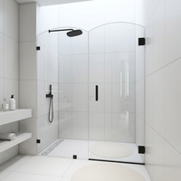 Cabine de douche d'angle personnalisée sans cadre avec porte à charnières, moderne, en acier inoxydable, pour salle de bain, chambre, villa, extérieur