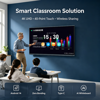 Tableau blanc interactif 4K Android 14 de 65/75 pouces pour enseignants, avec écran tactile et logiciel intégré, idéal pour la classe électronique