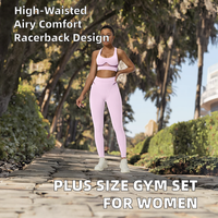 Vente en gros vêtements de sport grande taille soutien-gorge de sport solide à maintien élevé dos nageur respirant taille haute Leggings deux pièces RC-561