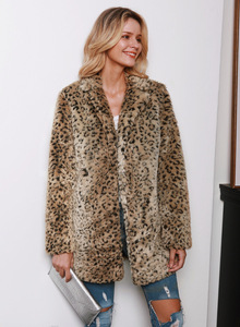 Giacca autunno e inverno alla moda con collo di mezza lunghezza giacca in pelliccia sintetica giacca con stampa leopardata - Product Image 6