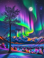 Peinture Diamant Acrylique Moderne Paysages Aurores Boréales Rêveuses pour Adultes Kit d'Art en Strass Décoration Murale