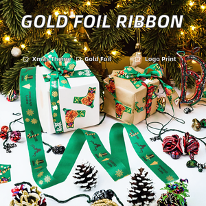 Custom <b>Christmas</b> Green Grosgrain Ribbon Spool Printed With Snowflake Candy Cane Reindeer <b>Gift</b> <b>Box</b> Design - Product Image 2