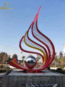 <span class=keywords><strong>D</strong></span> & Z <span class=keywords><strong>D</strong></span>écoration moderne <span class=keywords><strong>d</strong></span>'extérieur de jardin Art abstrait Grande sculpture de vagues océaniques en acier inoxydable et métal - Product Image 6