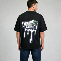 T-shirts pour hommes respirants à manches courtes col rond en tissu 100% coton 220 grammes, impression numérique Highstreet, couleur noire, taille oversize
