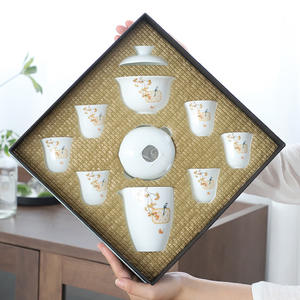 Best-seller Mutton Fat Jade Tea Set Office Home White Porcelain 10-Piece Gongfu Conference Group Gaiwan - Product Image 6