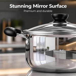 Ensemble cadeau de 5 pièces, batterie de cuisine en acier inoxydable, casserole avec poignée et couvercle transparent - Product Image 3
