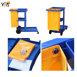 Chariot de nettoyage commercial en plastique bleu/gris, chariot de concierge pour hôtel, hôpital, chariots de nettoyage multifonctionnels pour concierges - Product Image 5