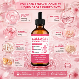 Gouttes de collagène liquide oral certifiées Halal OEM/ODM, riches en biotine, complexe multi-collagène, beauté, antioxydant, soutien immunitaire pour adultes - Product Image 2