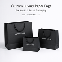 Sacs en Papier Noirs de Luxe Personnalisés avec Logo, Emballage Cadeau et de Shopping Écologique pour le Commerce de Détail HONPAK