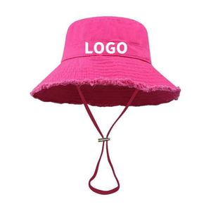 Pink Fisherman Sunshade Bucket Hat With Large Eaves Furred <b>Edge</b> Water Washable for Summer Beach Ski Custom Logo Sun Protection - Product Image 3