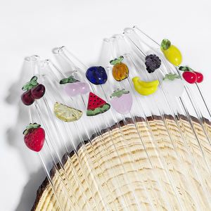 Herbruikbare gekleurde glazen rietjes accessoires, milieuvriendelijk en fruitig, voor bar-glasdrinkers, bulkverpakking - Product Image 3