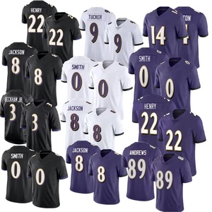 Jersey Bordir Sepak Bola Amerika Berkualitas Tinggi Baltimore 8 Jackson 22 Henry 4 Flowers, Jersey Custom dengan Logo - Product Image 1