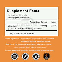 Complément de Vitamine C à Marque Blanche OEM avec Acerola et Cynorrhodon 1000mg pour le Soutien du Système Immunitaire – 180 Capsules par Flacon