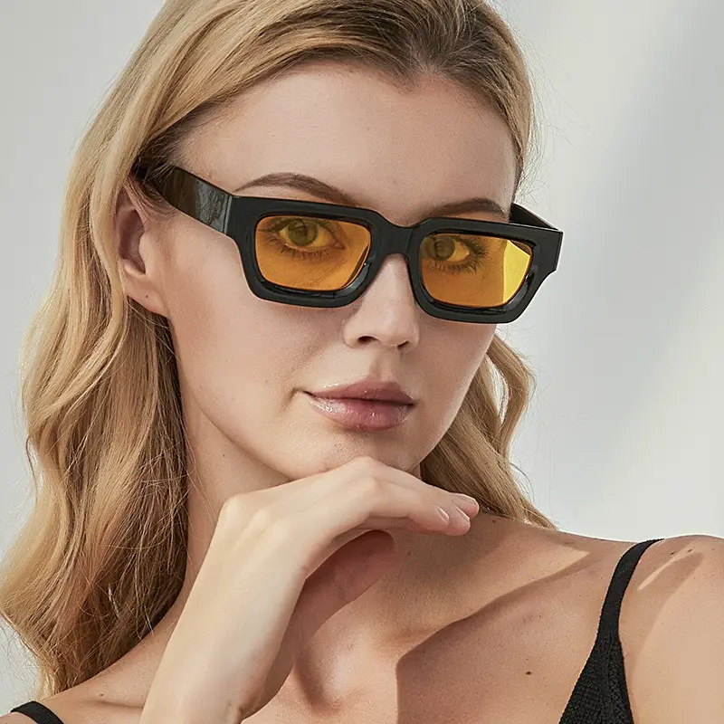 Vintage çerçeve geniş çerçeve güneş gözlüğü tasarımcı güneş gözlüğü moda modeli emniyet Trend Hip Hop Steampunk küçük dikdörtgen güneş gözlüğü