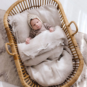 Set Sprei Bayi Organik Prancis 100% Linen Hijau Hutan Termasuk Sprei dan Sarung Selimut untuk Tempat Tidur Anak - Product Image 1