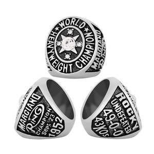 Anillo de Campeonato de Boxeo de Peso Pesado Roger <span class=keywords><strong>Marciano</strong></span> 1952, Clásico, Plateado, de Aleación, Venta al Por Mayor/Personalizado - Product Image 1