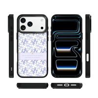 Coque de téléphone AG Feeling Black Edge avec motif floral violet doré pour iPhone 17, 17 Pro Max, 16 Pro, 15 – Coque magnétique