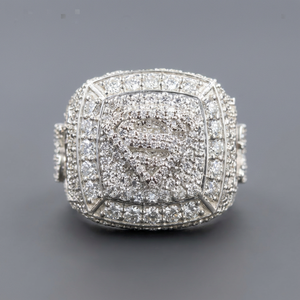 Luxury <b>Men</b> 925 Sterling Silver Moissanite Cocktail <b>Ring</b> Shield Shape Pave Setting Round Brilliant Cut Wedding Statement Jewelry - Product Image 1