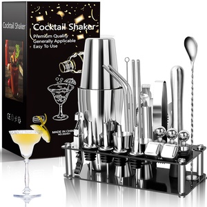 Acryl-Ständer <span class=keywords><strong>Shaker</strong></span>-Becher Cocktail-Mixer-Set Edelstahl-Eiswürfel Barkeeper-Werkzeuge 23-teiliges Set - Product Image 1