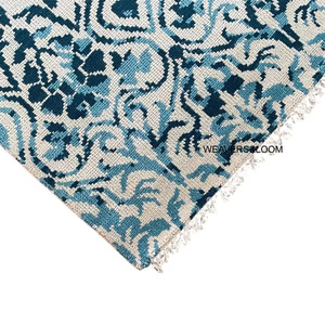 Tapis Oushak bleu turquoise noué à la main, tapis oriental en laine, tapis vintage, tapis bohème turc pour le salon - Product Image 1