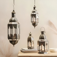 Lanterne marocaine moderne en fer et verre, faite à la main, avec motif en relief, pour la maison, l'hôtel, le jardin - Décoration d'éclairage élégante A.K
