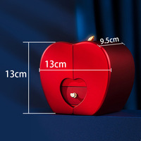 Boîte à bijoux en forme de cœur rouge pour la Saint-Valentin - Boîte de rangement pour fleurs préservées en forme de pomme pour un cadeau de bague