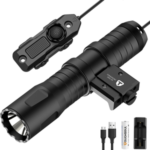 Lampe torche tactique 1200 lumens, lumière LED, alliage d'aluminium, antichoc, entièrement multicouche, interrupteur à pression à distance, rechargeable - Product Image 1