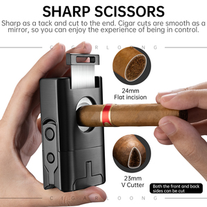 Encendedor multifuncional CIGARLOONG, encendedor de cigarros de cuarta llama a prueba de viento, cortador 5 en 1 V, juego de regalo de negocios personalizado - Product Image 5