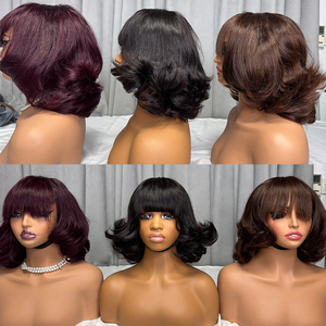 Promoción $42 Letsfly 12A Pelucas de Encaje 1x3 con Flequillo, 12 Pulgadas, 99J, Cabello Humano Natural, Venta al por Mayor, Cabello Virgen - Product Image 3