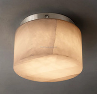 Plafonnier moderne en albâtre cylindrique avec base en acier, lampe de plafond pour chambre à coucher, couloir, salle de bain, décoration intérieure