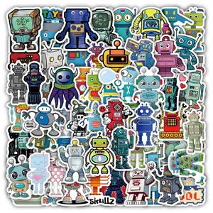 Çocuk çocuklar için 50 adet karikatür sevimli Robot çıkartmalar dizüstü bagaj dizüstü kapı dekorasyon çıkartması paketi