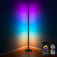 Lampe de sol LED RGB IC intelligente moderne avec télécommande via application, synchronisation musicale, changement de couleur DIY, lampe d'ambiance d'angle