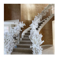 Dekorasi Tangga Acara Pernikahan Desain Floral Bunga Sakura Putih Buatan untuk Lorong