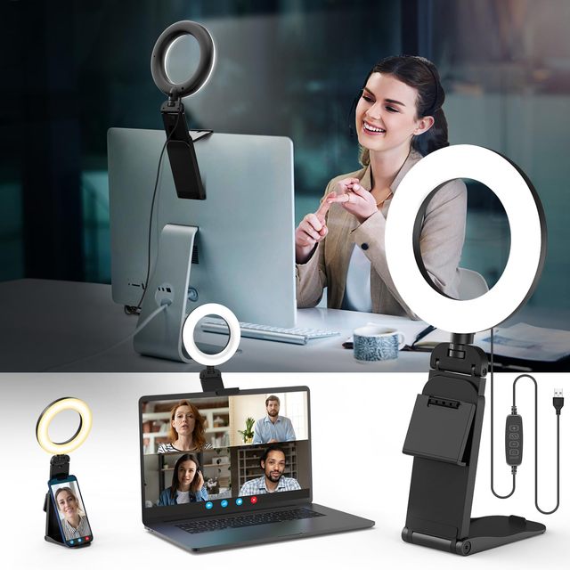 Wholesale Video Conference Lighting 5" Desk Ring Light with Stand LED Ring Light for Laptop Monitor