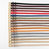 Ceinture fine pour femme en cuir de vachette suédé givré, style coréen vintage, à motif géométrique, avec boucle ardillon en alliage, polyvalente, style Instagram, pour jeans