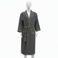 Peignoir de bain gaufré pour hôtel et spa, 100% coton, col châle pour femme, broderie de logo personnalisée, fournisseur en gros
