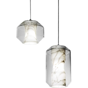 Lampe suspendue en marbre minimaliste nordique, cylindrique, ampoule LED E27, commande par interrupteur, pour salle à manger, bar, chambre à coucher, éclairage design - Product Image 2