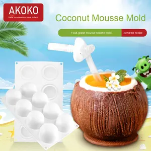 Akoko 8 Semi-Bolvormige Truffelmousse Cake Siliconen Mal, Kokos Frans Gebak Kleine Varkenskop Bakvorm - Product Image 2