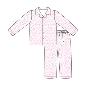 Yiwu Factory Wholesale Boy's Sleeping Wear Cotton Cartoon Cute Print 2 Pieces Long Sleeve Pajamas For Little Boy Kids Children